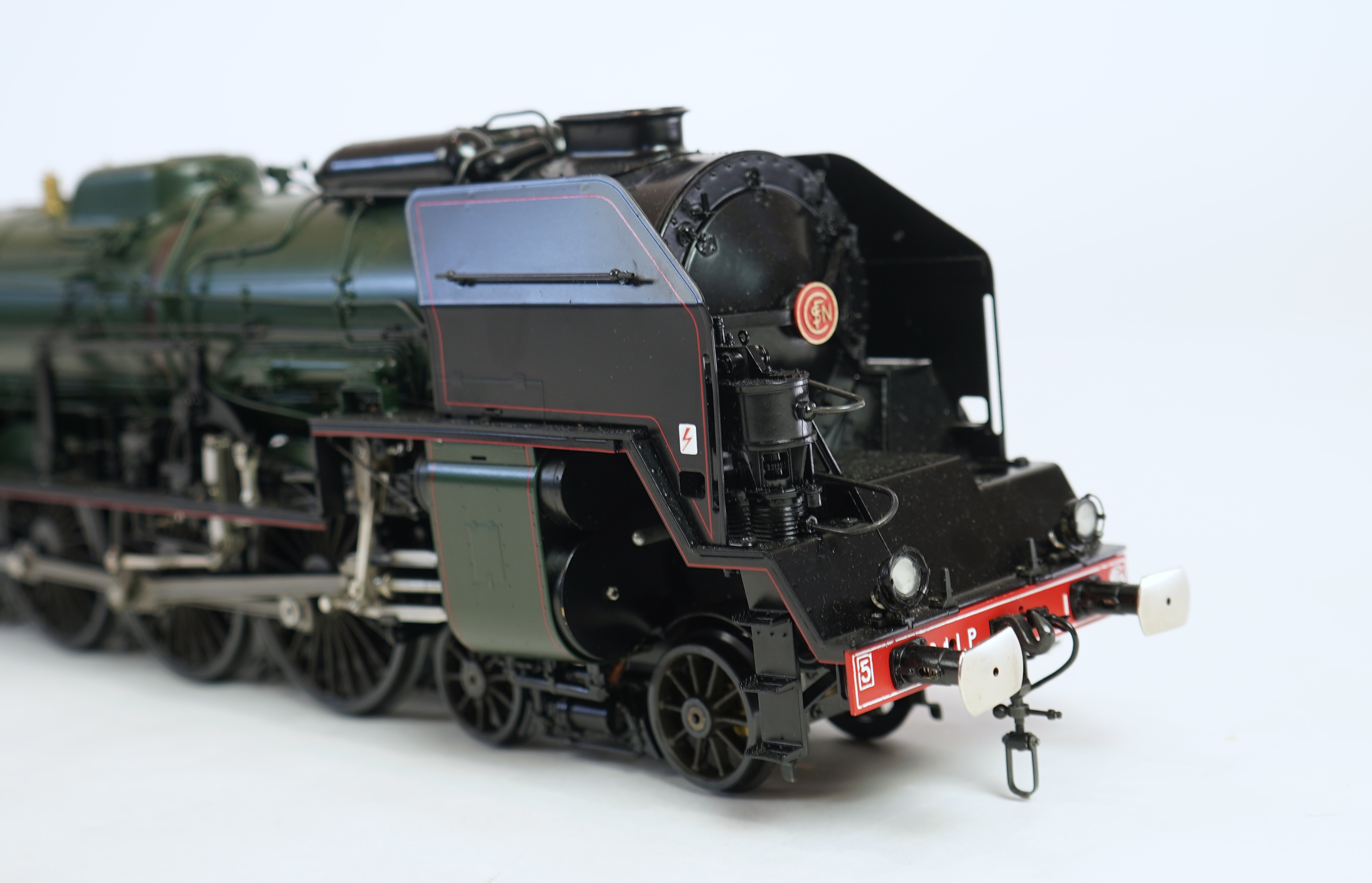 A Gauge One Aster Hobbies live steam French SNCF Class 241.P.1, 4-8-2 locomotive with bogie tender, the kit built version, spirit fired working four cylinder motion, with grate and tools for conversion to coal firing, as